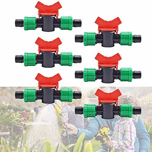 6 Pcs Drip Irrigation Shut Off Valve 12 Inch Drip Irrigation Tubing Parts Coupling Valve Compatible with 16 17mm Drip Sprinkler System for Home Garden and Aquarium Drip Irrigation (Blue Red)