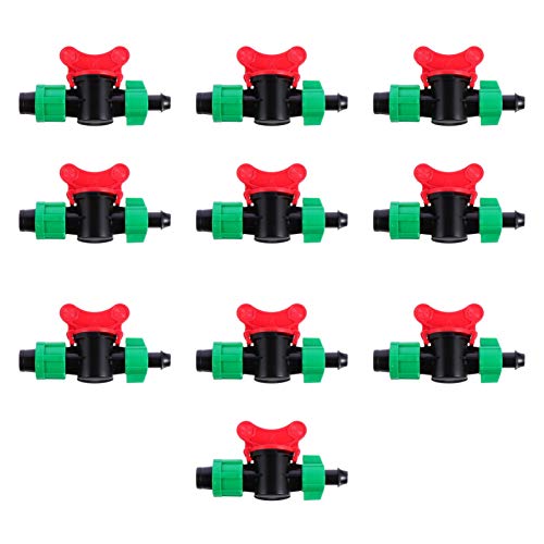 DOITOOL 10PCS Drip Irrigation Switch Valve for 16mm Drip Tubing Barbed Locking Fitting Gate Valves Drip Irrigation Shut Off Valve