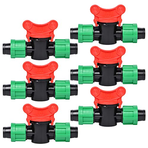 Supkiir 6 Pieces Drip Irrigation ShutOff Valve 12 Inch Universal Drip Irrigation Tubing Coupling Valve