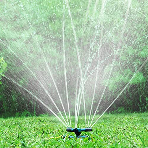 Garden Sprinkler Water Sprinkler 360 Degrees Rotation Adjustable Lawn Sprinkler for Yard Large Area Plant Irrigation and Kids Playing(Dark Green)