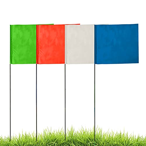 Marking Flags100 pack 4x5x15 inch wire 4 color pack Orange White Blue  Green Utility Flags Survey Flags Multi Color Pack Non Rust Wire Lawn Stakes For Irrigation Small Flags Garden Markers For Border