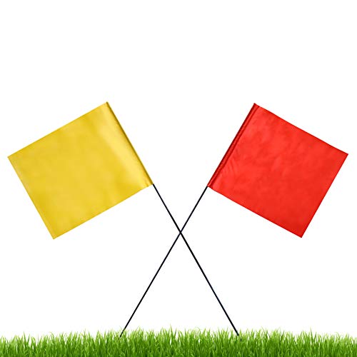 Marking Flags120 Pack4x5 InchFlo Orange Yellow Yard Stakes For LawnIrrigation Small Flags Garden Markers Stake Flags 15 Inch Non Rust Wire