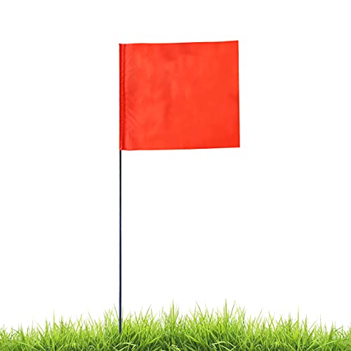 Marking Flags120 Pack4x5 InchFluorescent Orange Yard Stakes for LawnIrrigation Small Flags Garden Markers Stake Flags 15 Inch Non Rust Wire…