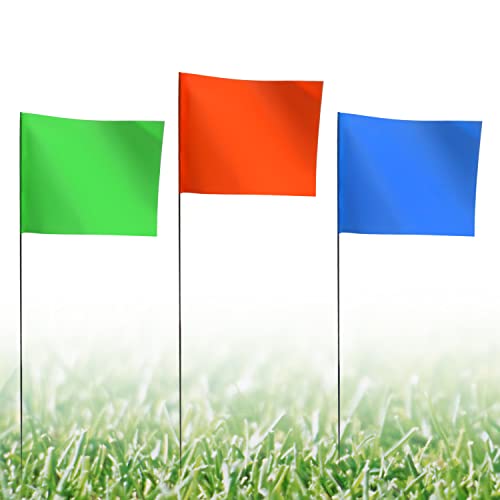 Marking Flags Marker Flags for Lawn 15x4x5 Inch  100 Pack OrangeGreenBlue Landscape Flgs Irrigation Flags Lawn FlagsYard Markers Match with for Distance Measuring Wheel