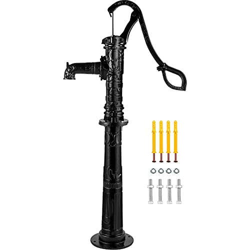 VEVOR Hand Water Pump wStand 157 x 94 x 531 inch Pitcher Pump  26 inch Pump Stand wPreset 12 Holes for Easy Installation Rustic Cast Iron Well Pump for Yard Garden Farm IrrigationBlack