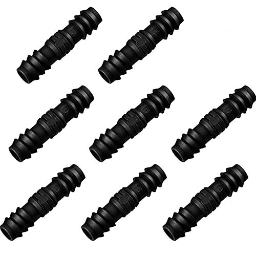 Maitys 8 Pieces 12 Inch Garden Barbed Connector Plastic Drip Irrigation Hose Connector Black (Joiner)