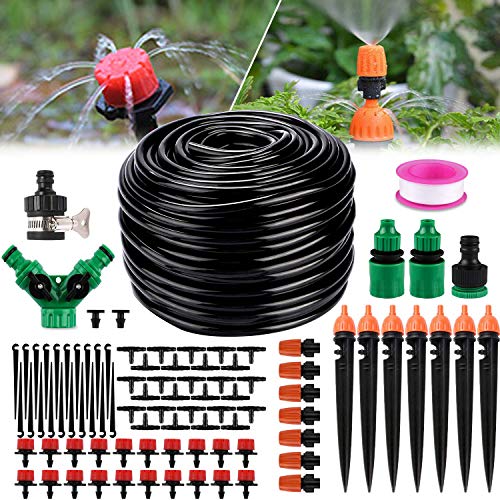 Philonext Drip Irrigation130ft40M Garden Irrigation System Adjustable Automatic Micro Irrigation Kits14 Blank Distribution Tubing Hose Suit for Garden Greenhouse Flower BedPatioLawn (40M)