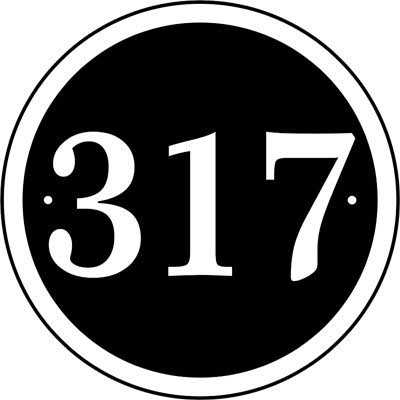Comfort House Round Address Sign CRD08 black with white characters
