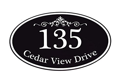 Customized Home Address Sign, Aluminum 12" X 7" Oval House Number Plaque, Personalized Color Choices Available