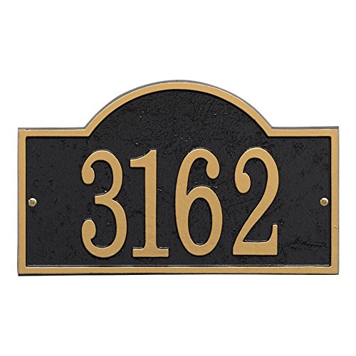 Personalized Cast Metal Arch House Number Custom Address Plaque Sign - Black/gold