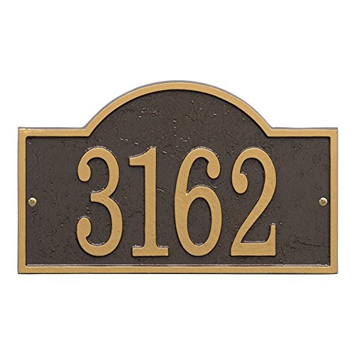 Personalized Cast Metal Arch House Number Custom Address Plaque Sign - Bronze/gold