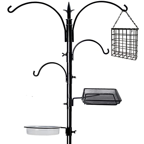 yosager 91 x 23 Premium Bird Feeding Station Kit Bird Feeder Pole Wild Bird Feeder Hanging Kit with Metal Suet Feeder Bird Bath for Bird Watching Birdfeeder Planter Hanger