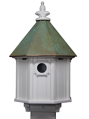 NC Birdguy Octagon Bird House Song Bird Cellular PVC Verdigris Copper Roof Made in The USA (H8V)