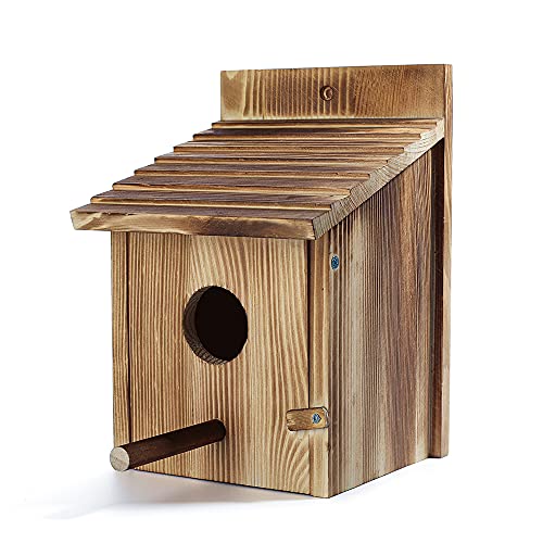 SZM Wood Bird Houses for Outside with Pole Wooden Bird House for Finch Bluebird Cardinals Hanging Birdhouse Clearance Garden Country Cottages