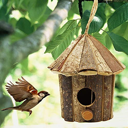 yofit Outside Wooden Bird House Ventilation Hanging Bird House for Small Bird Chickadees Sparrows