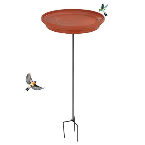 Kerrogee Heated Bird Bath All Season 75W Thermostatical Bowl Bird Feeder for Outdoors Birdbath with Metal Stand Heated Birdbaths for The Garden EnergySaving Bird Bath Easy to Assemble (Terracotta)