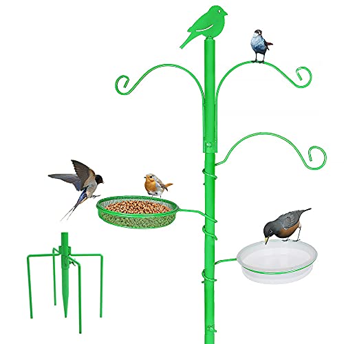 YANZ Bird Feeder Pole Premium Bird Feeder Stand OutsideBird Feeding Station Outdoors 728 Tall A Multi Feeder Hanging Kit Bird Bath for Wild Birds with FiveProng Base