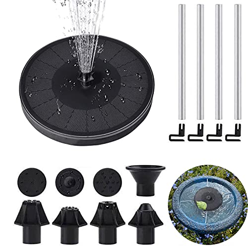 Gecorid 35W Solar Fountain Pump for Bird Bath with Fixed Pipe 7 Nozzles Solar Water Pump for BirdBath Fish tank Pond and Garden Decoration