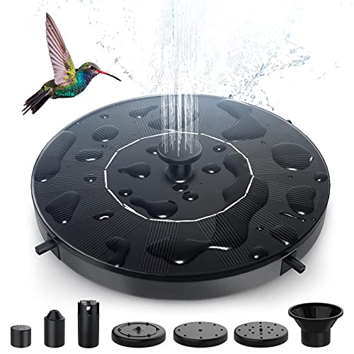 Ihoomee Solar Fountain Pump Freestanding Floating Birdbath Pump with 6 Nozzles  for Pond Pool Garden Outdoor Bird Bath Fish Tank and Lawn (14W)