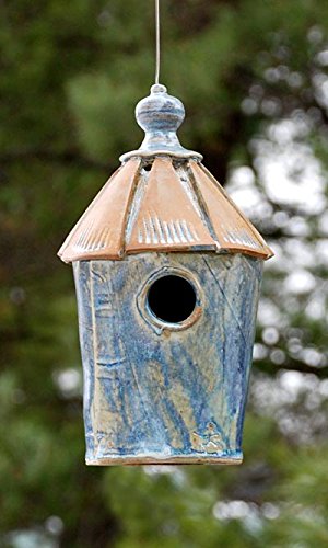 BestNest Anthony Stoneware Bird Cottage Bird House French Blue