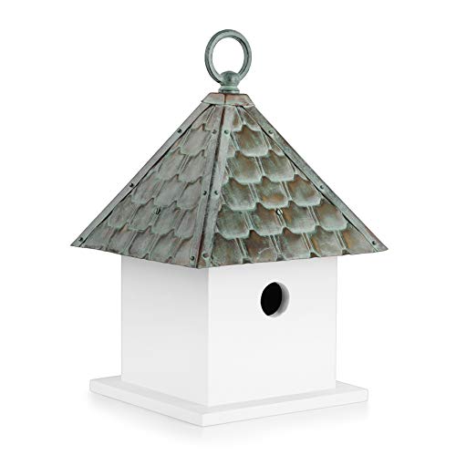 Good Directions BH206WWHT Bungalow  Verdigris Pure Copper Roof Bird House Blue Verde