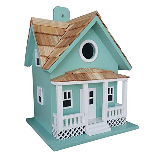 Home Bazaar HandMade Beachside Cottage Seafoam Blue Bird House  Nature Friendly Seafoam Blue