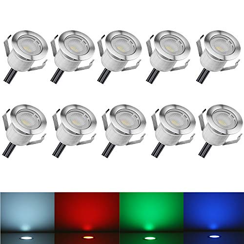 Low Voltage LED Deck Lights Kit Φ118 Waterproof Recessed Deck Lamp Outdoor Yard Garden Pathway Patio Step Stairs Landscape Decor LED Inground Lighting RGB Pack of 10