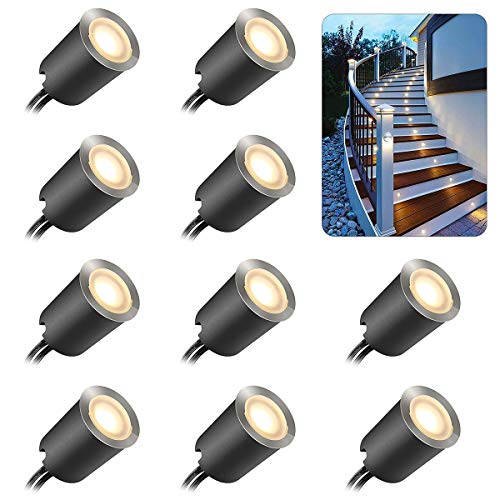 Recessed LED Deck Light Kits with Protecting Shellφ32mm10Pack SMY In Ground Outdoor LED Landscape Lighting IP67 Waterproof 12V Low Voltage for GardenYard StepsStairPatioFloorKitchen Decoration