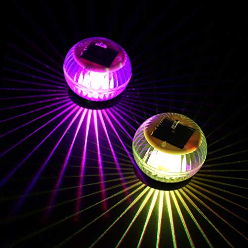 OSALADI 2Pcs Solar Floating Pool Lights Color Changing Floating Light Balls for Pool IP67 Waterproof Pond Ball Night Light Decoration for Swimming Pool Christmas Parties Decor Bathtub Pond