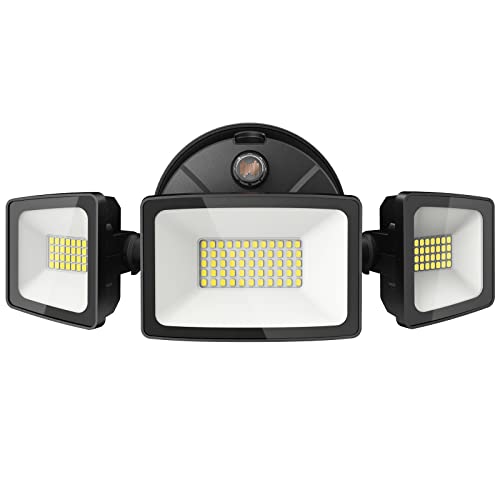 Onforu 55W LED Dusk to Dawn Security Lights 5500LM Exterior Flood Lights IP65 Waterproof Outdoor 3 Adjustable Heads Photocell Lights Fixture 6500K Daylight White Floodlights for Garage Patio Yard
