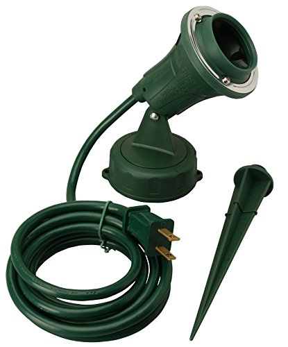 Woods Outdoor Floodlight Fixture With Stake (6Feet cord 120V Green)