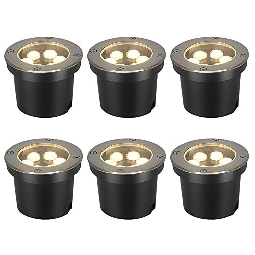 6Pack LED InGround Landscape Lights CKWPY 6W ACDC 1224V Low Voltage LED Well Lights IP67 Waterproof Landscape Lighting for Pathway Driveway Step Deck Garden Lights Outdoor (3000K Warm White)