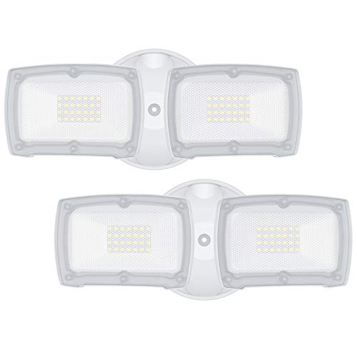 LEPOWER 2 Pack 28W LED Flood Light Outdoor 3000LM LED Security Light with 2 Adjustable Heads Switch Controlled Exterior Outdoor Security Light 5500K IP65 Waterproof for Garage Yard Patio
