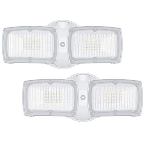 LEPOWER 2 Pack 28W LED Flood Light Outdoor 3000LM LED Security Light with 2 Adjustable Heads Switch Controlled Exterior Outdoor Security Light 5500K IP65 Waterproof for Garage Yard Patio