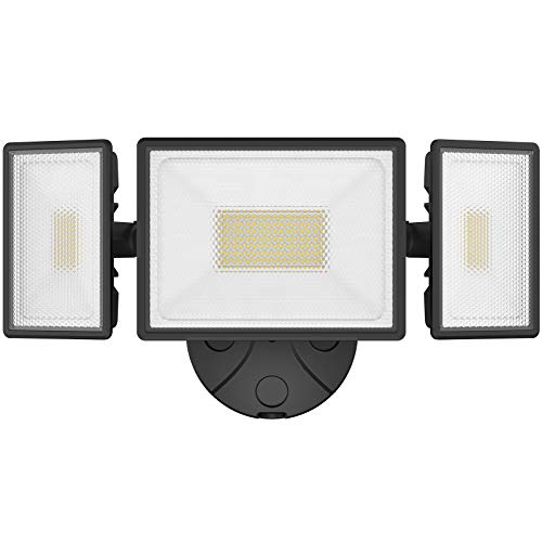 Onforu 80W LED Security Light 7200LM Outdoor Flood Light with 3 Adjustable Heads IP65 Waterproof LED Exterior Floodlight 6000K White Wall Mount Security Light for Eave Garden Garage Yard