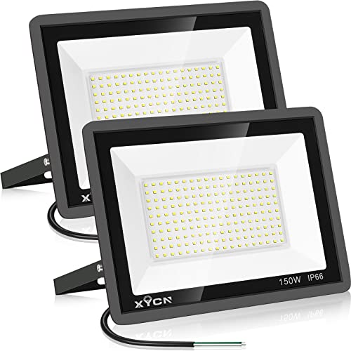 XYCN 150W LED Flood Light Outdoor 2 Pack15500LM Super Bright Security LightP66 Waterproof Outdoor Floodlight5000K Daylight White LED Exterior Light for Basketball Court Stadium Playground