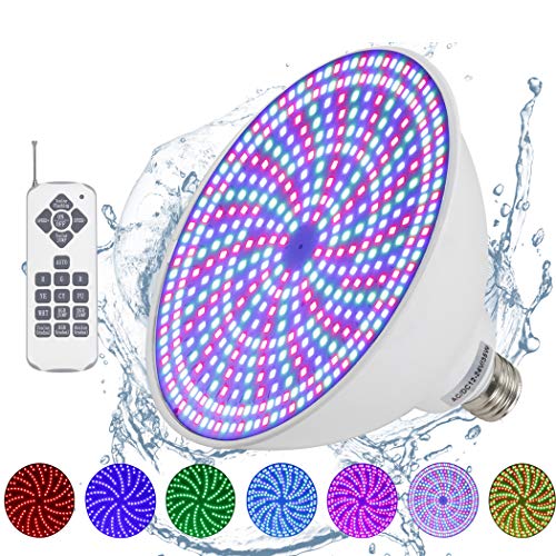 Moker 120V LED Pool Light Bulb for Inground Swimming Pool30 Watt 3000lm ColorChanging Underwater Pool Light with Remote Control，Compatible with Pentair and Hayward Pool Light Fixtures