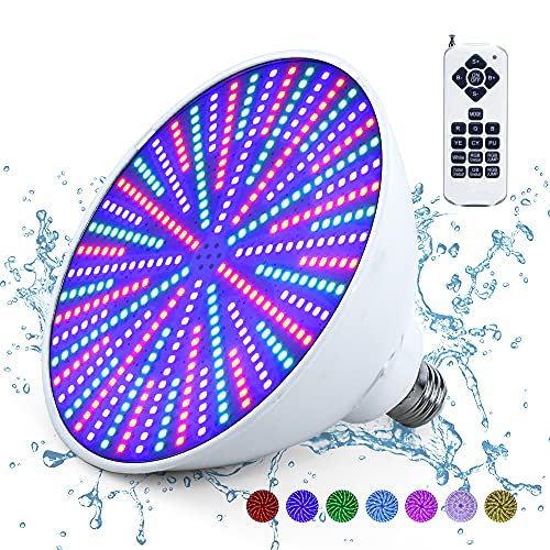 PRTUKYT Pool Lights with Remote Control 120V 45W RGB Color Changing LED Pool Light for Inground Swimming Pool at Night E26 Replacement Bulb Fit in for Pentair and Hayward Pool Light Fixtures