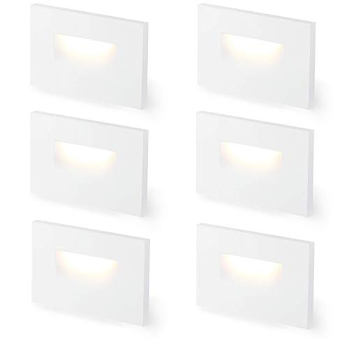Cloudy Bay Dimmable Upgraded 3 Color 120V LED Indoor Outdoor Step Light3000K4000K5000K 3W 100lmStair LightWhite6 Pack