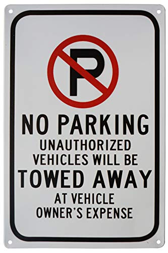 LASMINE No Parking with Symbol Sign Tow-Away Zone SignIndoor Outdoor Plaque Farm Fresh Yard Tin Sign Country Metal Bar Decor 8X12Inch