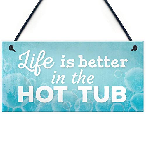 Meijiafei Novelty Hot Tub Sign Garden Decor Hanging Wall Shed Outdoor Plaque Pool Summer Sign 10 X 5