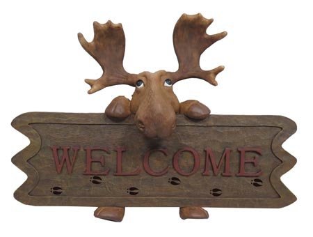 Moose Welcome Sign Wall Plaque IndoorOutdoor 12-inch Cabin Decor