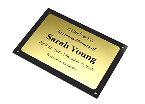 Origin Personalized Memorial Plaque - Gold and Black Acrylic Waterproof Suitable for Indoors and Outdoors