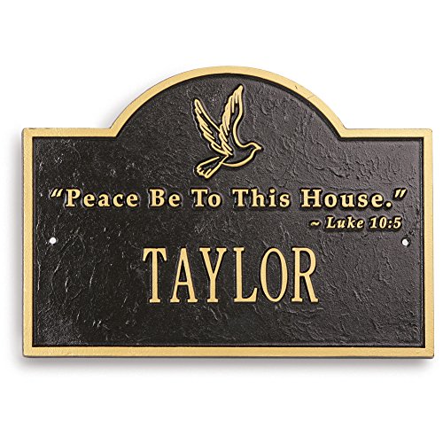 Whitehall Personalized Peace Be to This House Custome IndoorOutdoor Dove Wall Plaque Sign