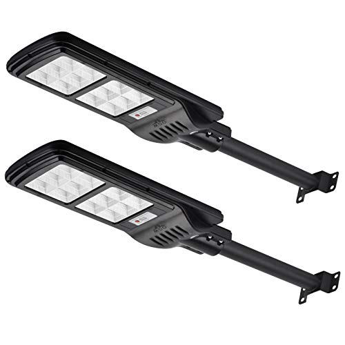 200W Solar Street Lights Outdoor Lamp 288 LED 10000 Lumen Light Control IP65 Waterproof Dusk to Dawn Security Led Flood Light for Yard Garden Street Basketball Court(2 Pack)