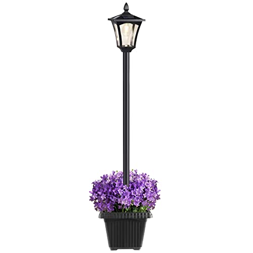 Solar Lamp Post Light with Planter Solar Post Lights Outdoor Waterproof  Street Lamp Pole Lighting Outside for Yard Driveway Garden Patio Decoration 64Inch
