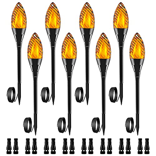 Low Voltage Torch Landscape Lights LUYE Led Torch Lights Flickering Flame 12V Landscape Lighting Decoration Torches Waterproof for Outdoor Pathway Garden Pathway Yard Outside(8Pack with Connector)