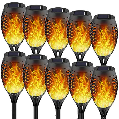 Staaricc 10Pack Solar Lights Outdoor Solar Torches with Flickering Flame for HalloweenChristmas Waterproof Festive DecorationRomantic Landscape Mini Torch Lights for Garden PathwayAuto OnOff