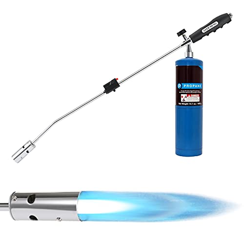 Weed Torch Propane Burner Blow Torch 50000BTU Propane TorchGas Vapor Self Igniting Weed Burner with Flame Control Valve and Ergonomic Antislip Handle(Fuel Not Included)