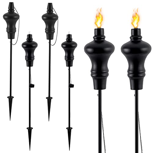 PEKGRIL 6 Pack Tiki Torches Outdoor 62Inch Citronella Torches Metal Torches with Snuffer  Fiberglass Wick ExtraLarge Flame Light Torch for Backyard Garden Patio Lighting